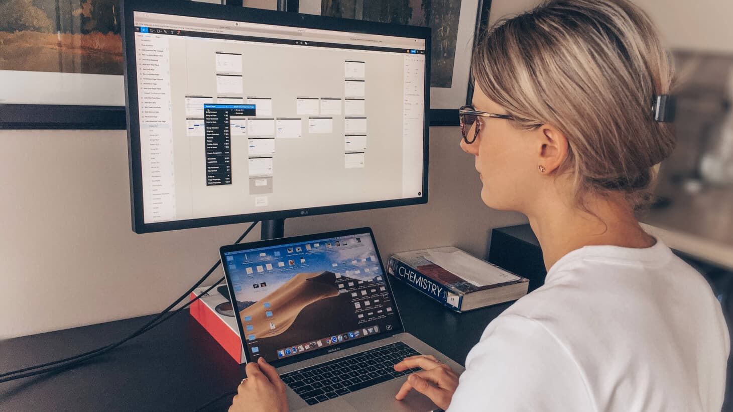 Nadia working from home doing QA