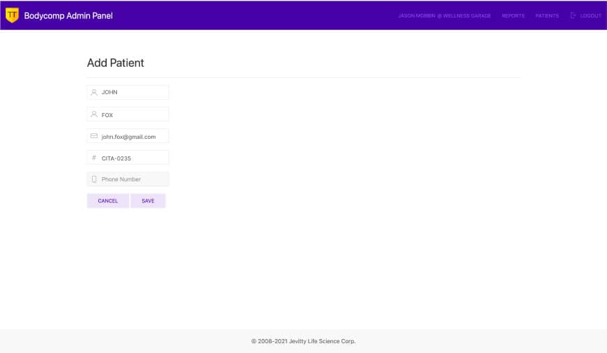 Technician platform integration with the Jevitty app via API, screen 4