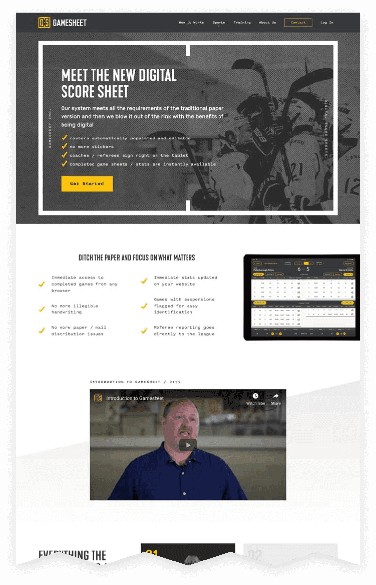 GameSheet marketing website part 1