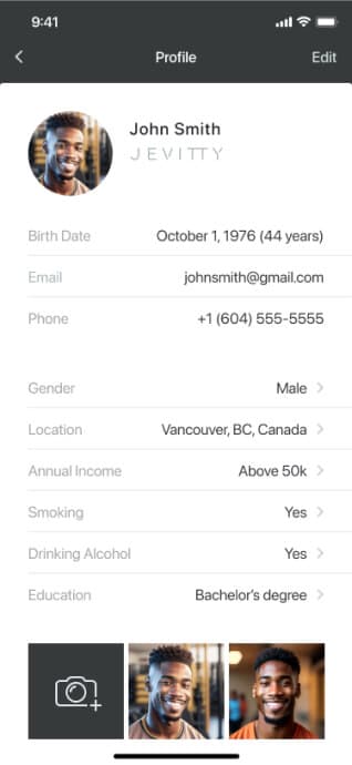 Jevitty app screen from the infrastructure phase, 5 of 5