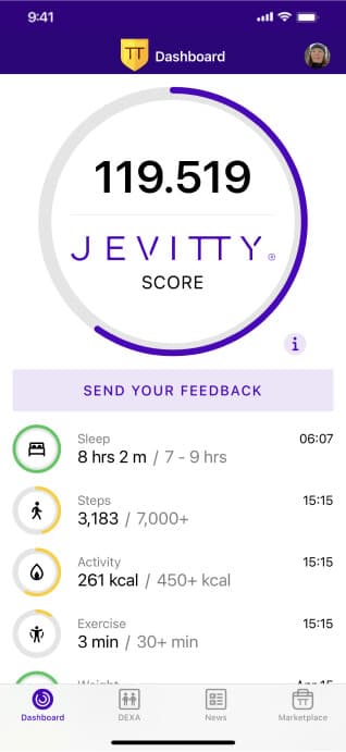 Jevitty app screen, 1 of 5
