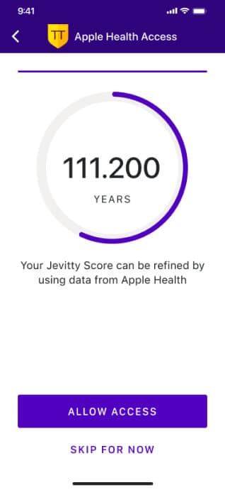 Jevitty app screen, 5 of 5