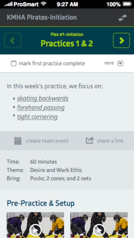 ProSmart Sports iPhone app coaching screen 2 of 3