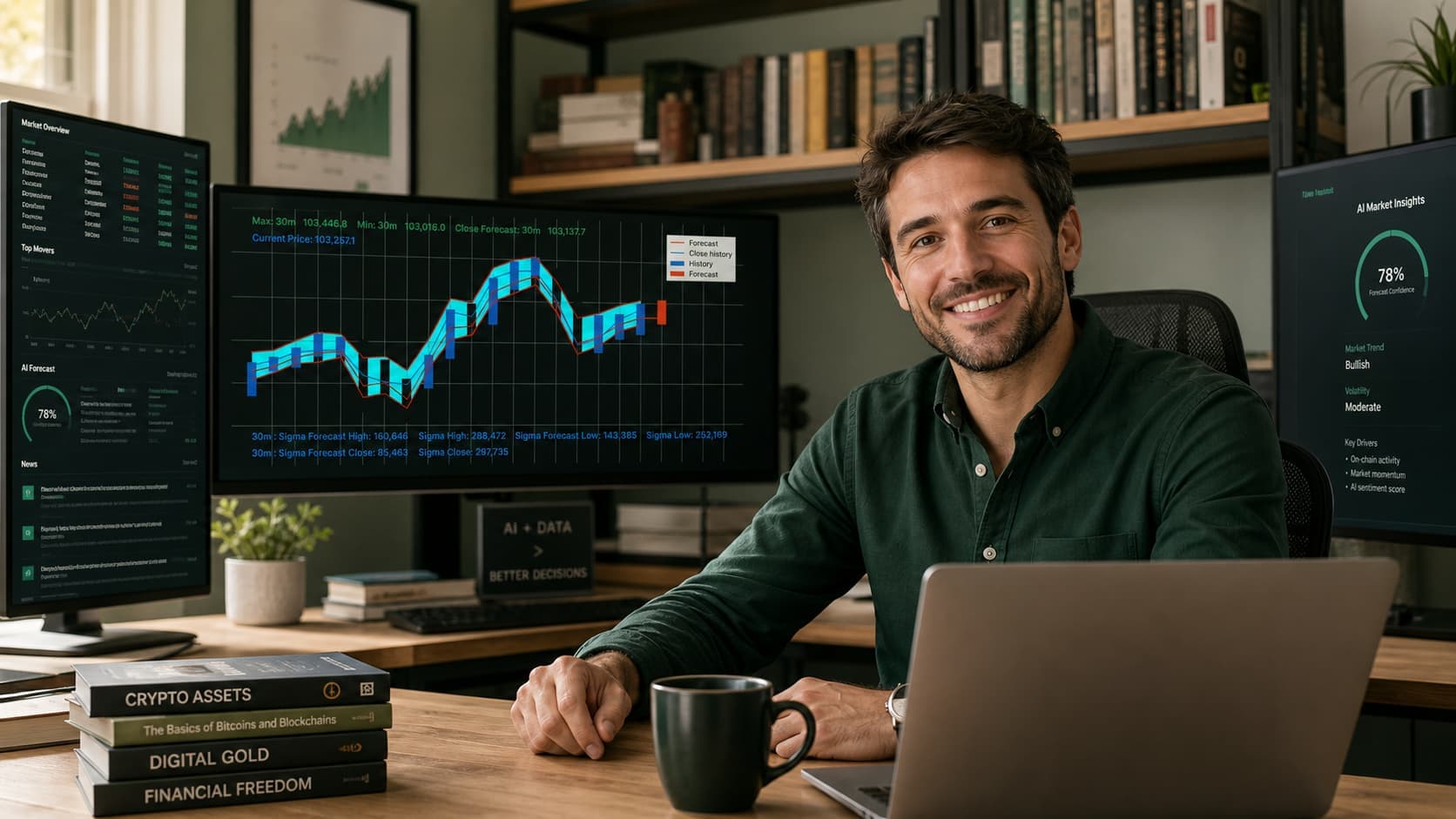 Teresius AI Bitcoin forecast chart showing LSTM neural network predictions