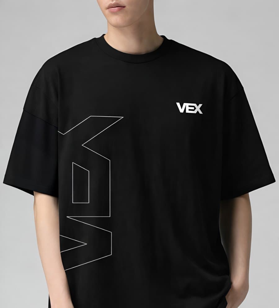 Vex black T-shirt with outline logo