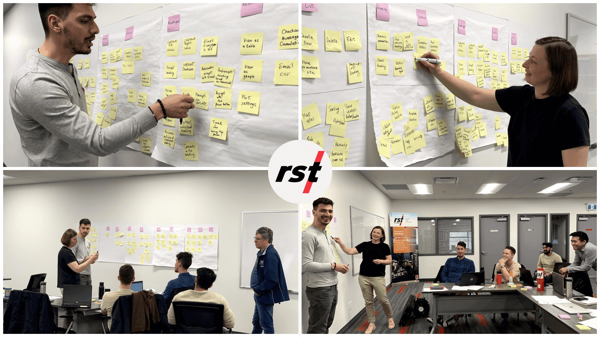 Pieoneers and RST are working together to lay out the mobile application UX at a workshop using a user stories map.