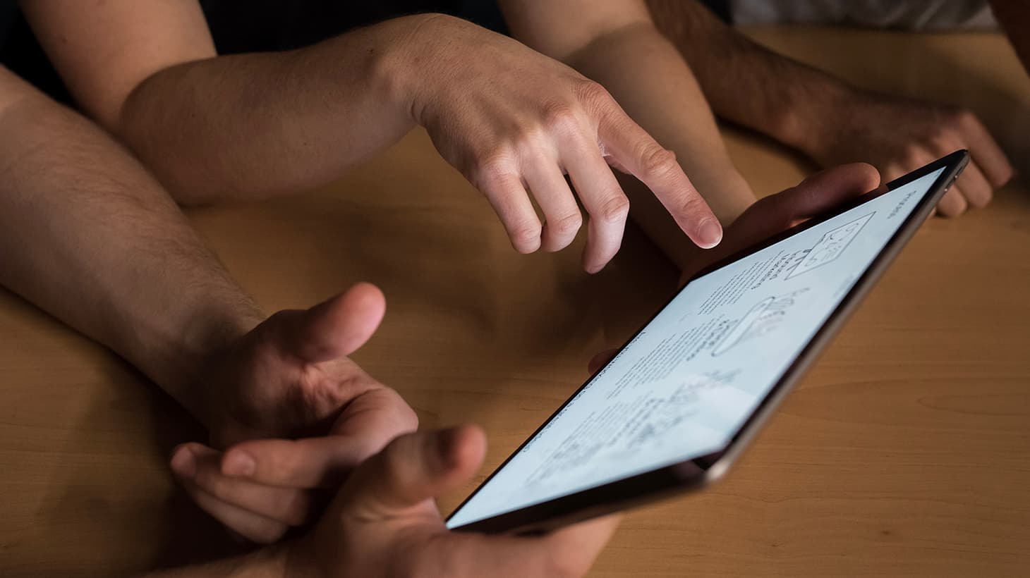 Pointing at tablet